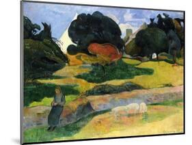 The Pig Field-Paul Gauguin-Mounted Giclee Print