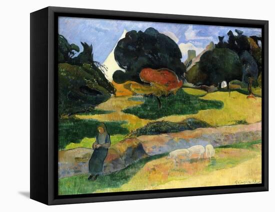 The Pig Field-Paul Gauguin-Framed Stretched Canvas