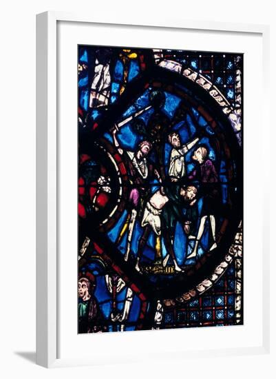 The Pilgrim Attacked by Thieves, Stained Glass, Chartres Cathedral, France, 1205-1215-null-Framed Photographic Print