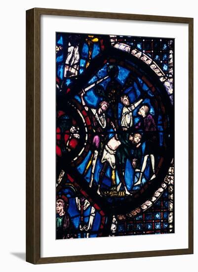 The Pilgrim Attacked by Thieves, Stained Glass, Chartres Cathedral, France, 1205-1215-null-Framed Photographic Print