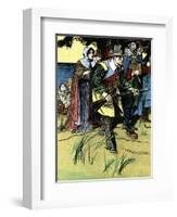 The Pilgrim Fathers after Arriving in America, 1620-null-Framed Giclee Print