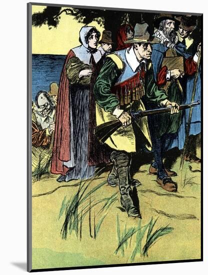 The Pilgrim Fathers after Arriving in America, 1620-null-Mounted Giclee Print
