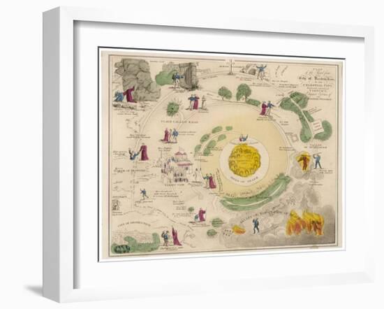 The Pilgrim's Route Map from the Gate-null-Framed Art Print