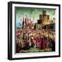 The Pilgrims are Met by Pope Cyriacus in Front of the Walls of Rome, 1497-null-Framed Giclee Print