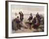 The "Pilgrims" Give Thanks to God for Their Safe Voyage after Landing in New England-G.h. Boughton-Framed Art Print