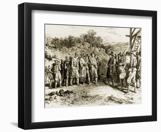 The Pilgrims Receiving Massacoit, 1621-null-Framed Giclee Print