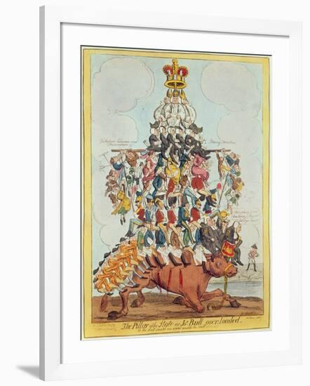 The Pillar of the State, or John Bull Overloaded, after Cruikshank in 1819, 1827-Henry Heath-Framed Giclee Print