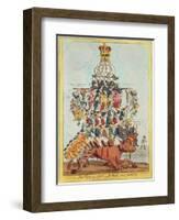 The Pillar of the State, or John Bull Overloaded, after Cruikshank in 1819, 1827-Henry Heath-Framed Premium Giclee Print