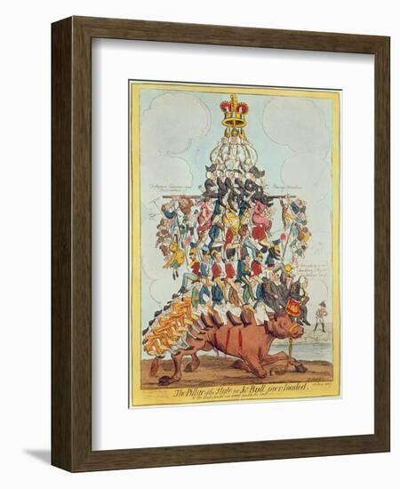 The Pillar of the State, or John Bull Overloaded, after Cruikshank in 1819, 1827-Henry Heath-Framed Premium Giclee Print