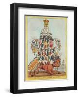 The Pillar of the State, or John Bull Overloaded, after Cruikshank in 1819, 1827-Henry Heath-Framed Premium Giclee Print