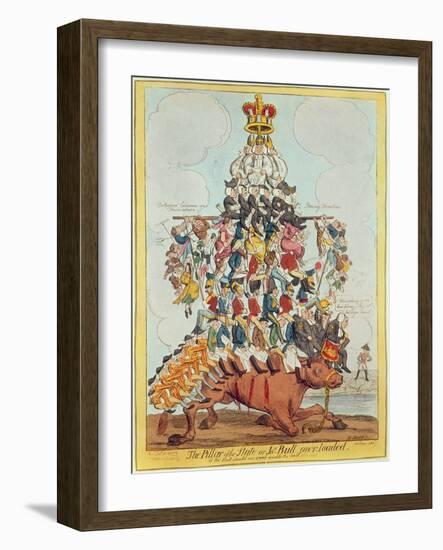 The Pillar of the State, or John Bull Overloaded, after Cruikshank in 1819, 1827-Henry Heath-Framed Giclee Print