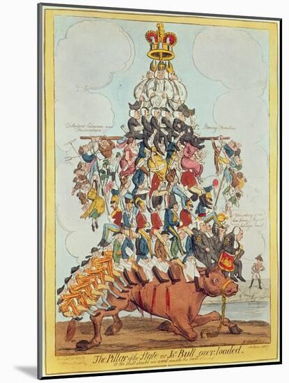 The Pillar of the State, or John Bull Overloaded, after Cruikshank in 1819, 1827-Henry Heath-Mounted Giclee Print