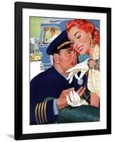 The Pilot Hated Stewardesses - Saturday Evening Post "Leading Ladies", May 15, 1954 pg.36-Robert Meyers-Framed Giclee Print