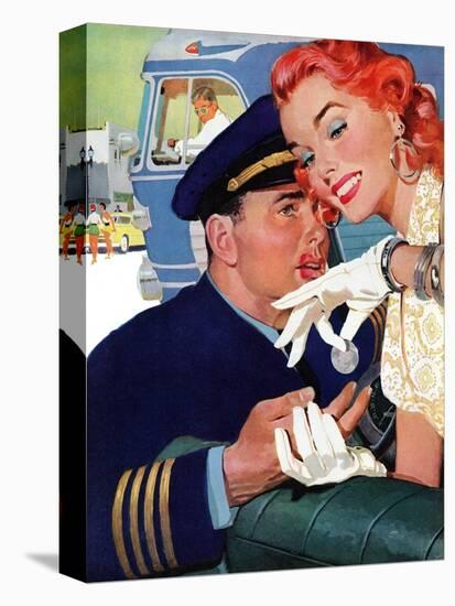 The Pilot Hated Stewardesses - Saturday Evening Post "Leading Ladies", May 15, 1954 pg.36-Robert Meyers-Stretched Canvas