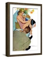 The Pilot's Downfall - Saturday Evening Post "Leading Ladies", June 1, 1957 pg.24-Lynn Buckham-Framed Giclee Print