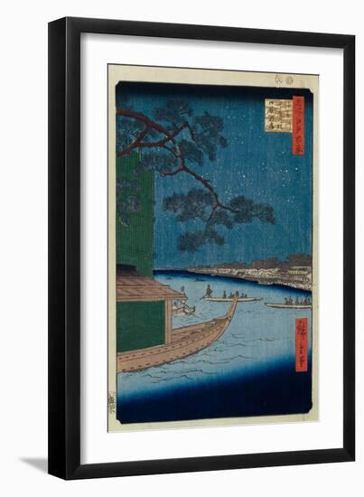 The Pine of Success and Oumayagashi on the Asakusa River, 1856-1858-Utagawa Hiroshige-Framed Giclee Print