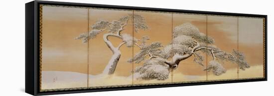 The Pines under Snow-Maruyama Okyo-Framed Stretched Canvas