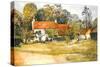 The Pink Cottage, Hedgerley Green-Joan Thewsey-Stretched Canvas