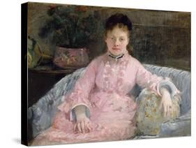 The Pink Dress, C.1870 (Oil on Canvas)-Berthe Morisot-Stretched Canvas