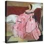 The Pink Dress (Oil on Panel)-William Nicholson-Stretched Canvas