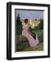 The Pink Dress, or View of Castelnau-Le-Lez, Herault, 1864-Frederic Bazille-Framed Giclee Print