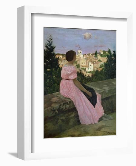 The Pink Dress, or View of Castelnau-Le-Lez, Herault, 1864-Frederic Bazille-Framed Giclee Print