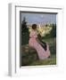 The Pink Dress, or View of Castelnau-Le-Lez, Herault, 1864-Frederic Bazille-Framed Giclee Print