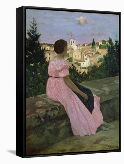 The Pink Dress, or View of Castelnau-Le-Lez, Herault, 1864-Frederic Bazille-Framed Stretched Canvas