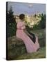 The Pink Dress, or View of Castelnau-Le-Lez, Herault, 1864-Frederic Bazille-Stretched Canvas