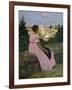 The Pink Dress, or View of Castelnau-Le-Lez, Herault, 1864-Frederic Bazille-Framed Giclee Print