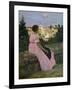 The Pink Dress, or View of Castelnau-Le-Lez, Herault, 1864-Frederic Bazille-Framed Giclee Print