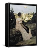 The Pink Dress, or View of Castelnau-Le-Lez-Frederic Bazille-Framed Stretched Canvas