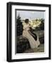 The Pink Dress, or View of Castelnau-Le-Lez-Frederic Bazille-Framed Art Print