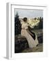 The Pink Dress, or View of Castelnau-Le-Lez-Frederic Bazille-Framed Art Print