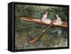 The Pink Rowing Boat-Claude Monet-Framed Stretched Canvas