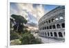 The pink sky at sunrise frames the ancient Colosseum (Flavian Amphitheatre), UNESCO World Heritage -Roberto Moiola-Framed Premium Photographic Print