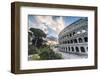 The pink sky at sunrise frames the ancient Colosseum (Flavian Amphitheatre), UNESCO World Heritage -Roberto Moiola-Framed Photographic Print