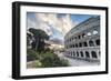 The pink sky at sunrise frames the ancient Colosseum (Flavian Amphitheatre), UNESCO World Heritage -Roberto Moiola-Framed Photographic Print