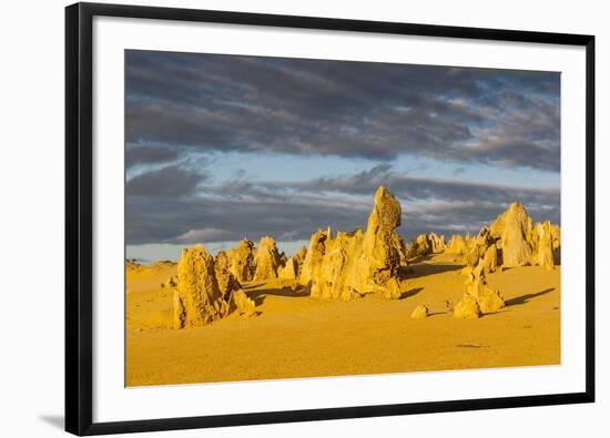 The Pinnacles Limestone Formations at Sunset in Nambung National Park-Michael Runkel-Framed Photographic Print