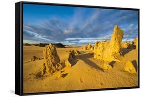 The Pinnacles Limestone Formations at Sunset in Nambung National Park-Michael Runkel-Framed Stretched Canvas