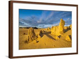 The Pinnacles Limestone Formations at Sunset in Nambung National Park-Michael Runkel-Framed Photographic Print