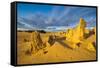 The Pinnacles Limestone Formations at Sunset in Nambung National Park-Michael Runkel-Framed Stretched Canvas