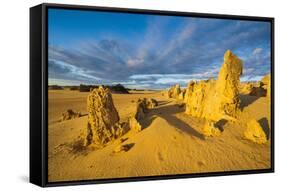 The Pinnacles Limestone Formations at Sunset in Nambung National Park-Michael Runkel-Framed Stretched Canvas