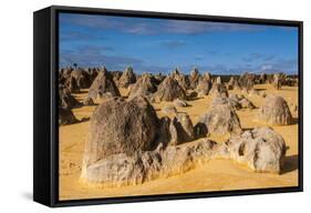 The Pinnacles Limestone Formations at Sunset in Nambung National Park-Michael Runkel-Framed Stretched Canvas