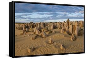 The Pinnacles Limestone Formations at Sunset in Nambung National Park-Michael Runkel-Framed Stretched Canvas