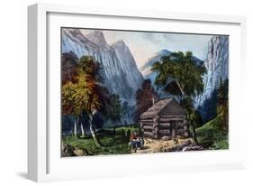 The Pioneer Cabin of the Yo-Semite Valley-Currier & Ives-Framed Giclee Print