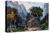 The Pioneer Cabin of the Yo-Semite Valley-Currier & Ives-Stretched Canvas