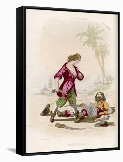 The Pirate Mary Read Reveals to Her Astonished Victim That He Has Been Defeated by a Woman-Huart-Framed Stretched Canvas