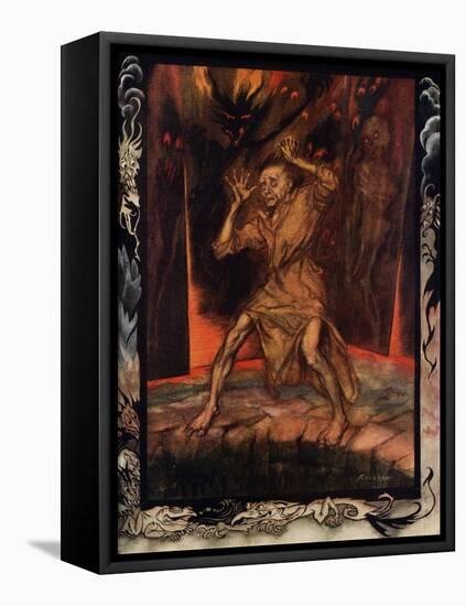 'The Pit and the Pendulum' by Edgar Allan Poe-Arthur Rackham-Framed Stretched Canvas