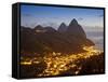 The Pitons and Soufriere at Night, St. Lucia, Windward Islands, West Indies, Caribbean-Donald Nausbaum-Framed Stretched Canvas